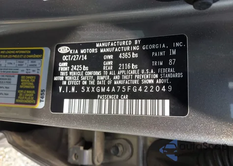 2015 Kia Optima Lx from USA, damaged, VIN 5XXGM4A75FG422049
